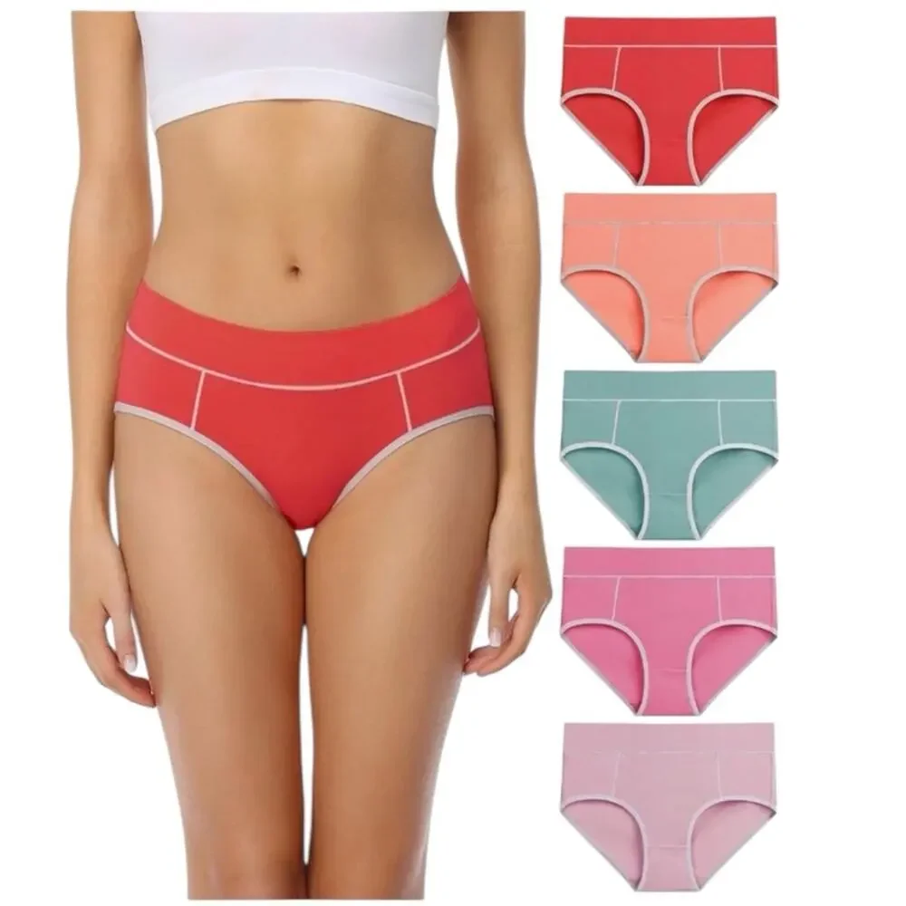 NWT wirarpa Women's Cotton Underwear High Waist Stretch Briefs Soft 5 pack Small